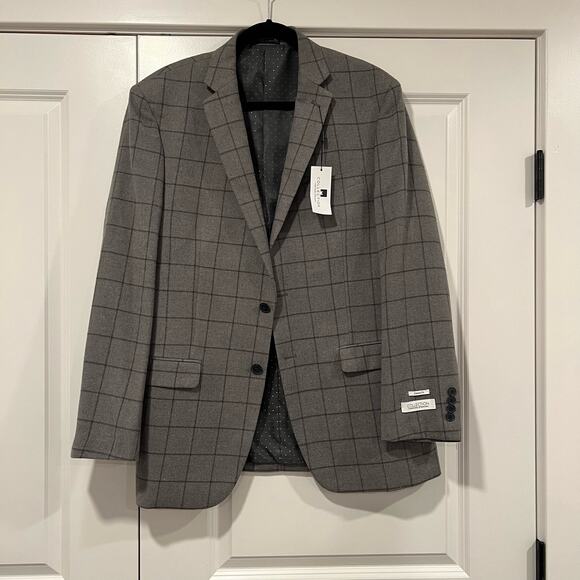 NWT Collection by Michael Strahan Men's Grey Checkered Sports Coat Size‎ 42L - Picture 1 of 12